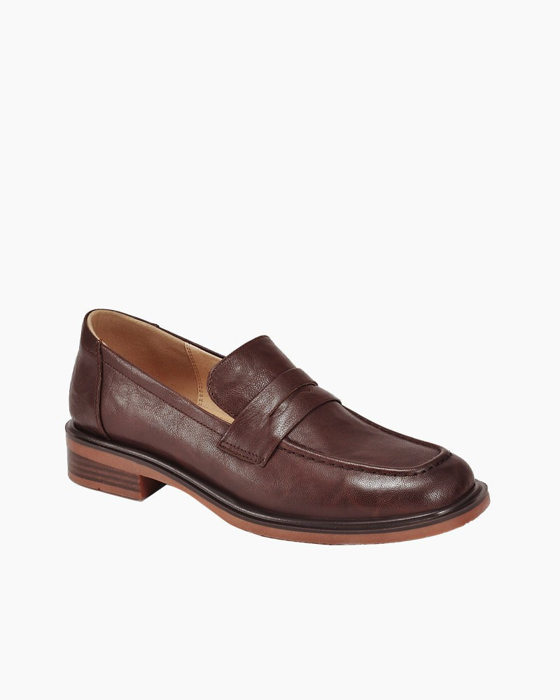 Leather-Round-Toe-Flat-Low-Heeled-Loafers