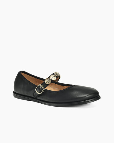 Exquisite Gold Coin Decorated Mary Jane Loafers