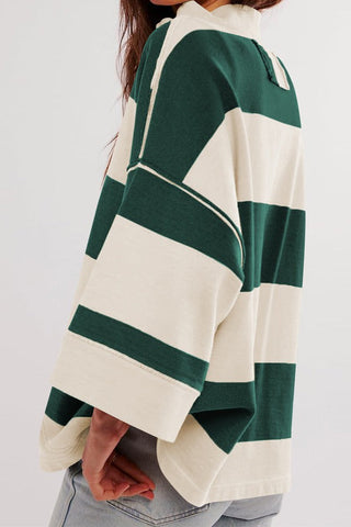 Stripe Long Sleeve Crop Rugby Shirt