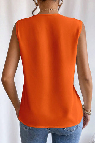 Multi-layered V-neck Solid Color Sleeveless Top