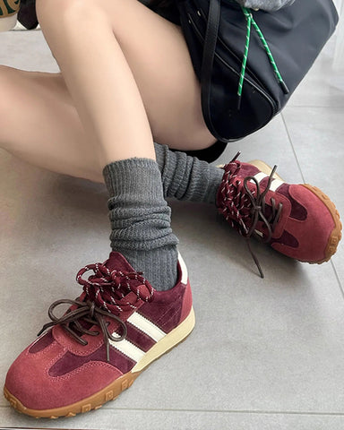 Two-color Lace Lightweight Thick Soft Sneakers