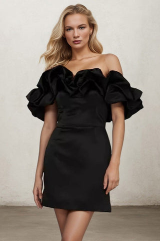 Ruffle Sexy Slant Shoulder High-end Temperament Gowns