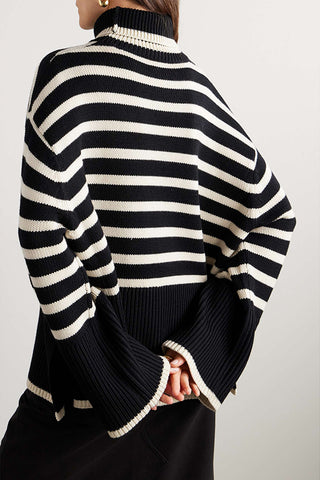 Casual Turtleneck Striped Sweater