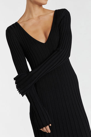 Soft V-neck Sweater Knitted Dress