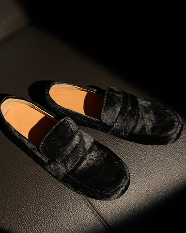 Calf Hair Premium Leather Penny Loafers