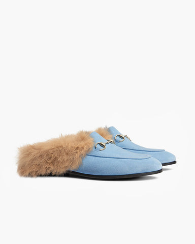 Alaia Urban Elegance Fur Suede Flat Mules