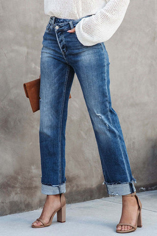 Effortless Comfort High Waist Straight Denim Pants