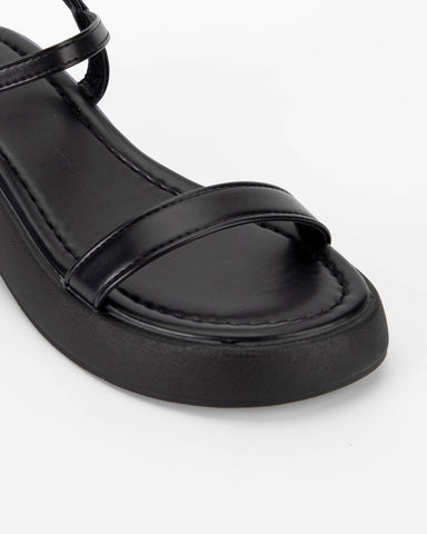 One Buckle Strap Soft Leather Thick Bottom Sandals