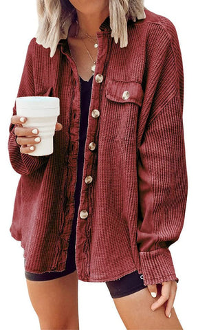 Round Neck Patchwork Irregular Shirt Jacket