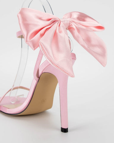 Giant Bow One Buckle Strap Heeled Sandals