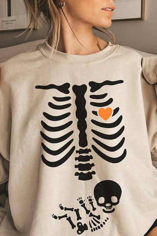 Halloween Skeleton Retro Crew Neck Sweatshirt