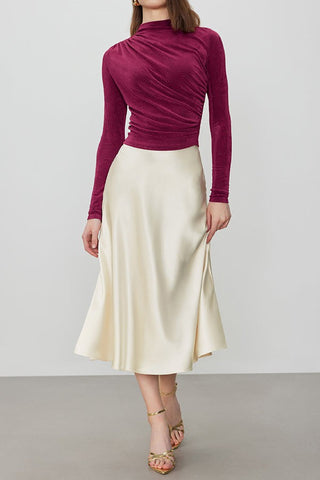 Timeless Grace Satin High Waist Fishtail Skirt