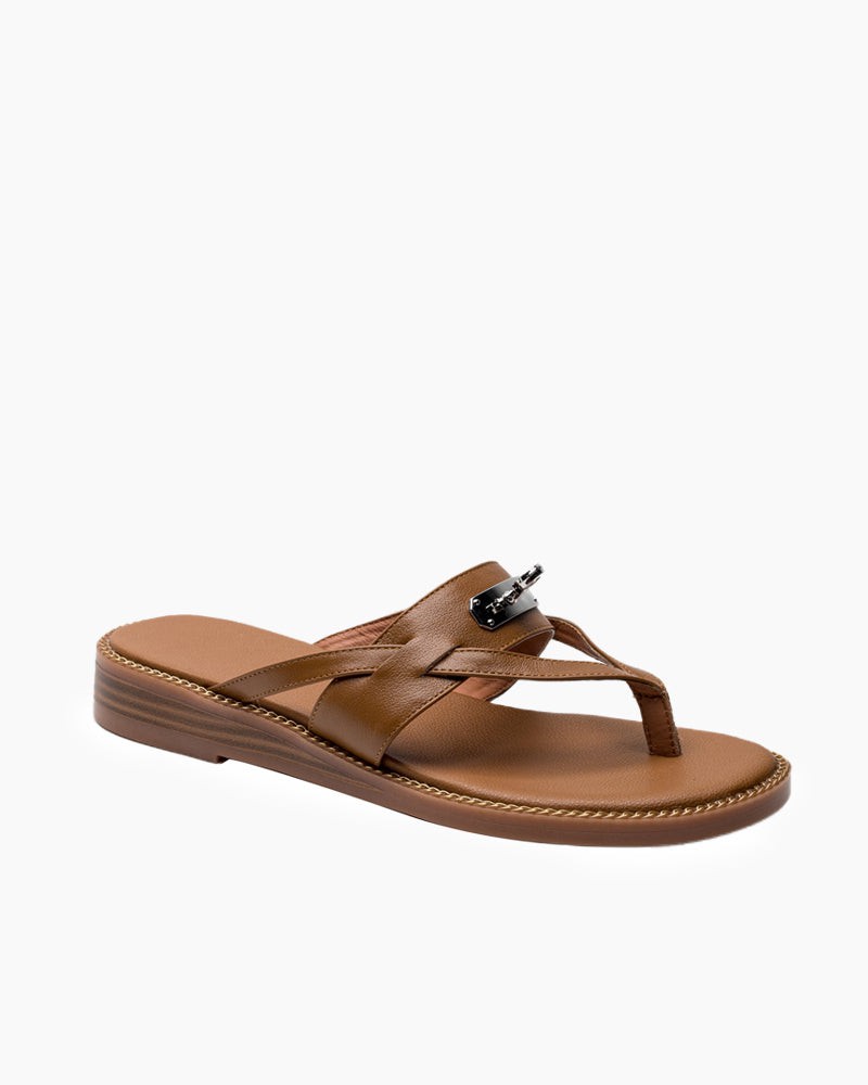 Roman-Style-Genuine-Leather-Clip-Toe-Flip-Flops