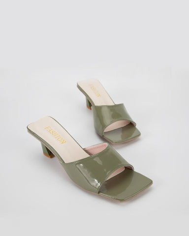 Square Toe Mid Heel One Piece Sandals