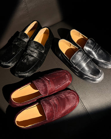 Calf Hair Premium Leather Penny Loafers