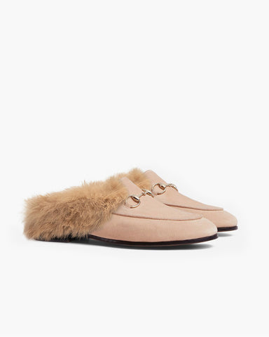 Alaia Urban Elegance Fur Suede Flat Mules