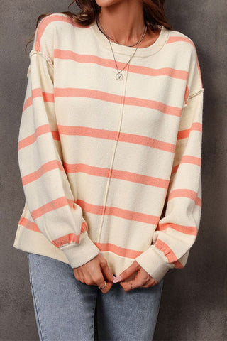 Striped Loose Crewneck Rugby Sweater