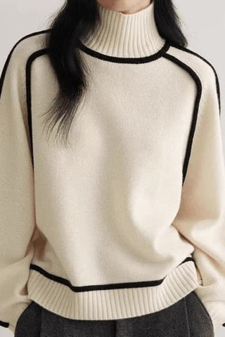 Half Turtleneck Striped Slim Pullover Sweater