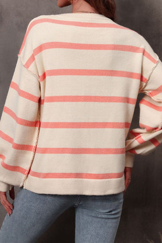 Striped Loose Crewneck Rugby Sweater