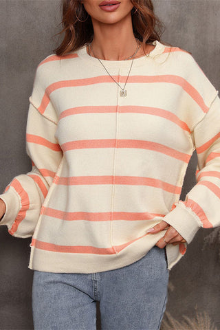 Striped Loose Crewneck Rugby Sweater