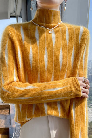 Regular Fit Striped Urban Turtleneck Sweater