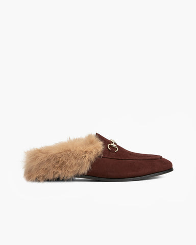 Alaia Urban Elegance Fur Suede Flat Mules