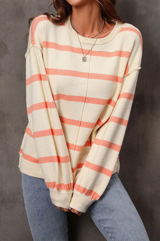 Striped Loose Crewneck Rugby Sweater