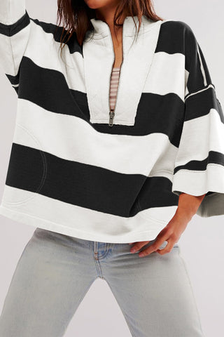 Stripe Long Sleeve Crop Rugby Shirt