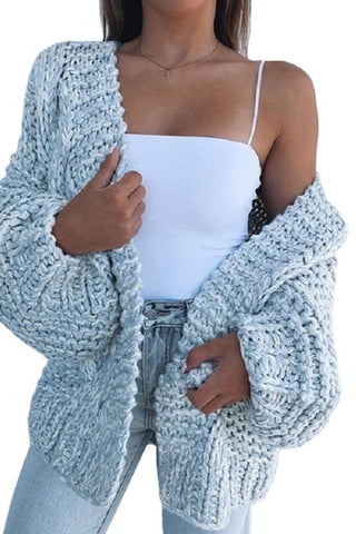 Cardigan Knitted Scarf Collar Long Sleeve Sweater