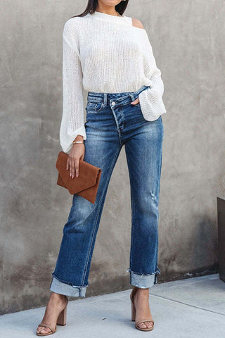 Effortless Comfort High Waist Straight Denim Pants