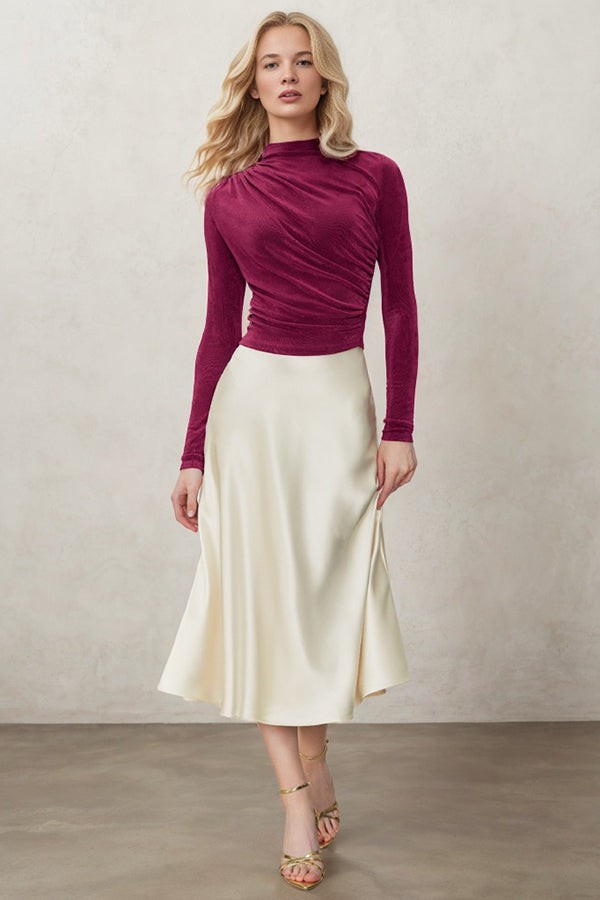 Timeless Grace Satin High Waist Fishtail Skirt