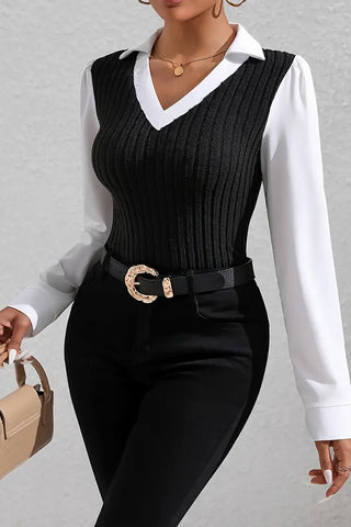 Office Chic Essentials V-neck Long Sleeve Blouse