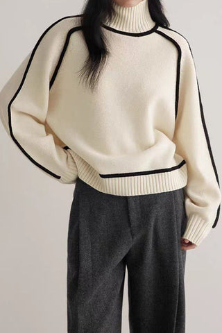 Half Turtleneck Striped Slim Pullover Sweater