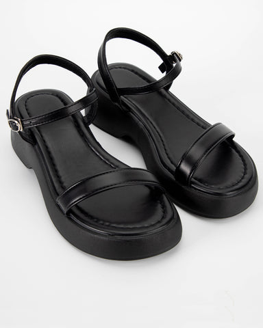 One Buckle Strap Soft Leather Thick Bottom Sandals