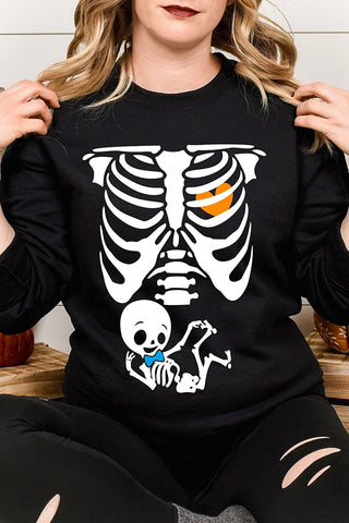 Halloween Skeleton Retro Crew Neck Sweatshirt