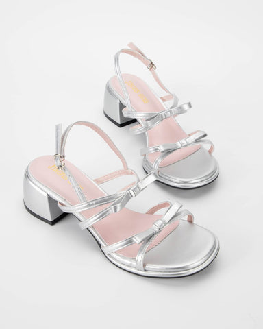 Bow One Strap Open Toe Chunky Heel Sandals