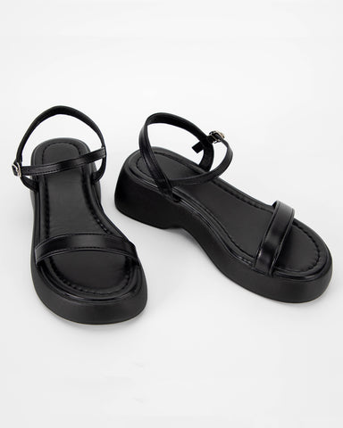 One Buckle Strap Soft Leather Thick Bottom Sandals