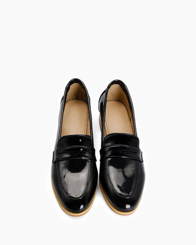 Big Size Patent Leather Flat Loafers