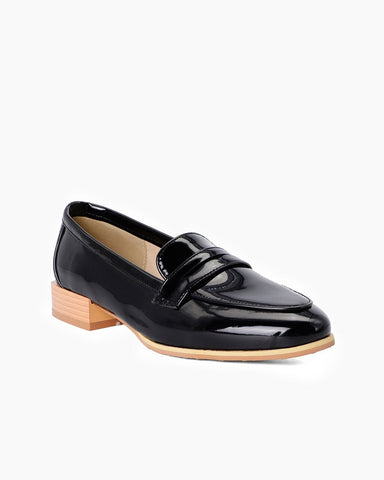 Big Size Patent Leather Flat Loafers