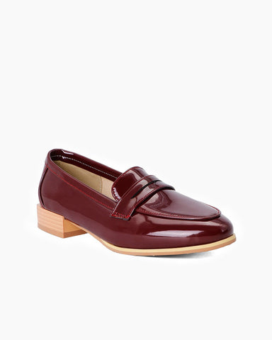 Big Size Patent Leather Flat Loafers