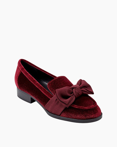 [Pre-Order] Low-heeled Round-toe Bow Loafers