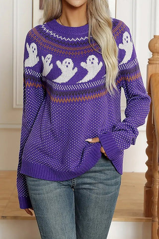 Halloween Ghost Retro Polka Dot Sweater