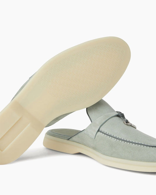 Hemmed Leather Mule Half Slippers