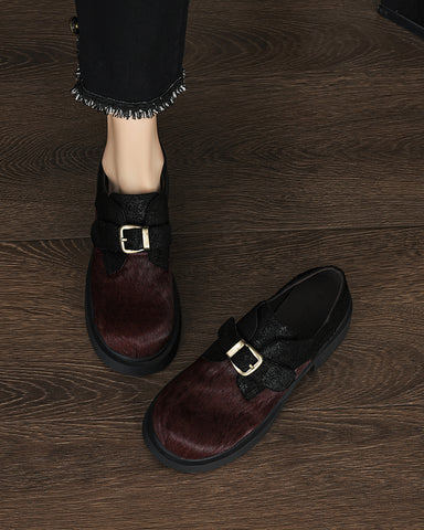 Calf Hair Colorblocking Platform Loafers