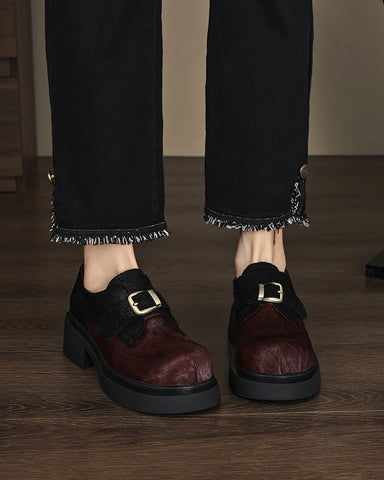 Calf Hair Colorblocking Platform Loafers