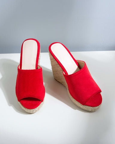 Open Toe Platform Espadrilles Slip On Wedge Sandals