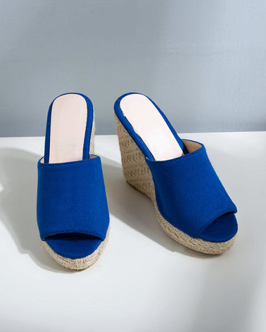 Open Toe Platform Espadrilles Slip On Wedge Sandals