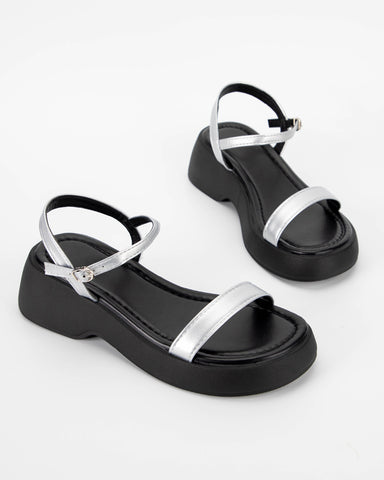 One Buckle Strap Soft Leather Thick Bottom Sandals