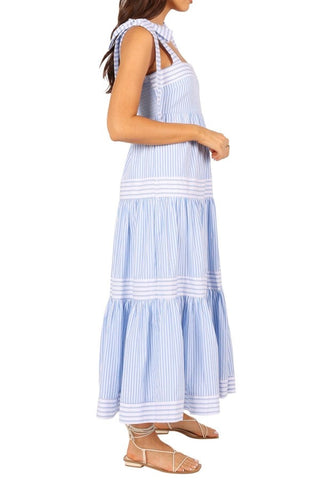 Striped Paneled Cotton Casual Longdress