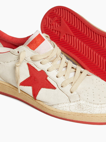 White Leather Sneakers with Star and Heel Tab